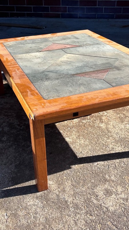 Vintage Danish Modern Teak & Slate Console Table | Mid-Century Modern 1970s gallery
