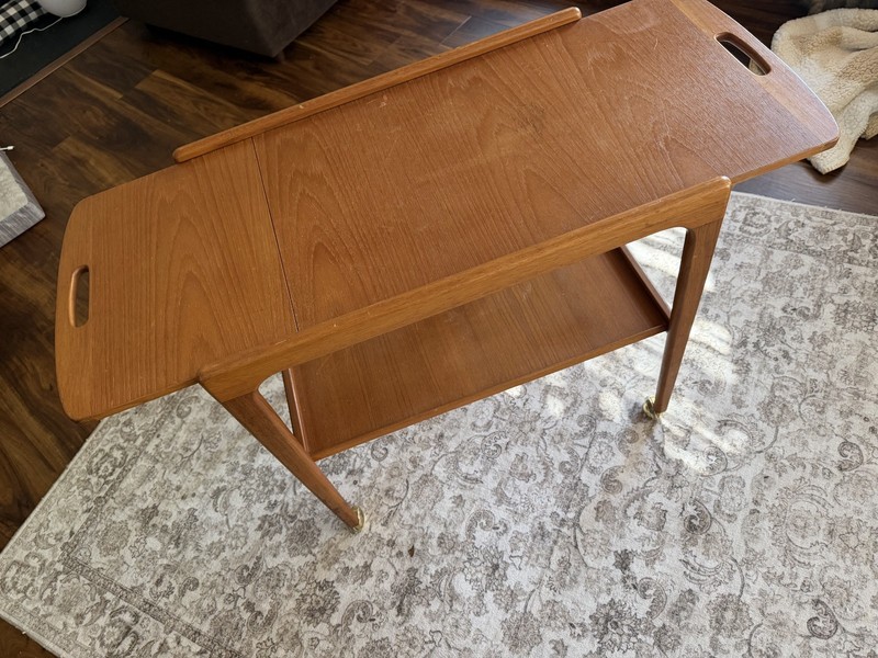 Danish Modern Teak Drop-Leaf Bar Cart