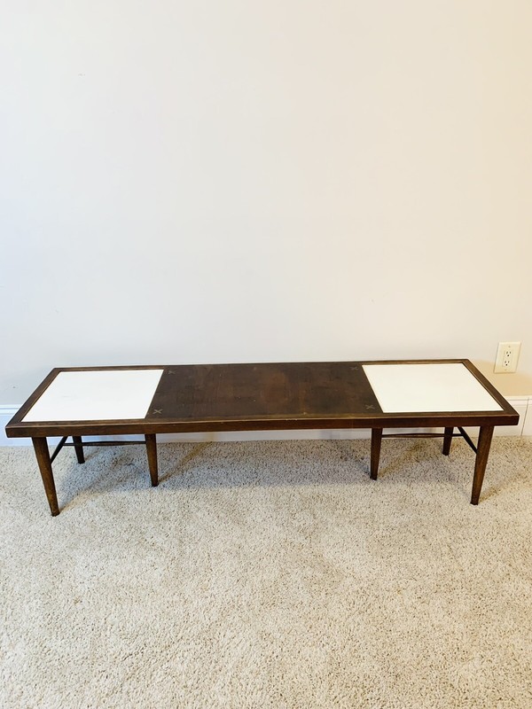 AMERICAN of MARTINSVILLE Rectangle COFFEE TABLE Brass X Inlaid MCM Mid Century