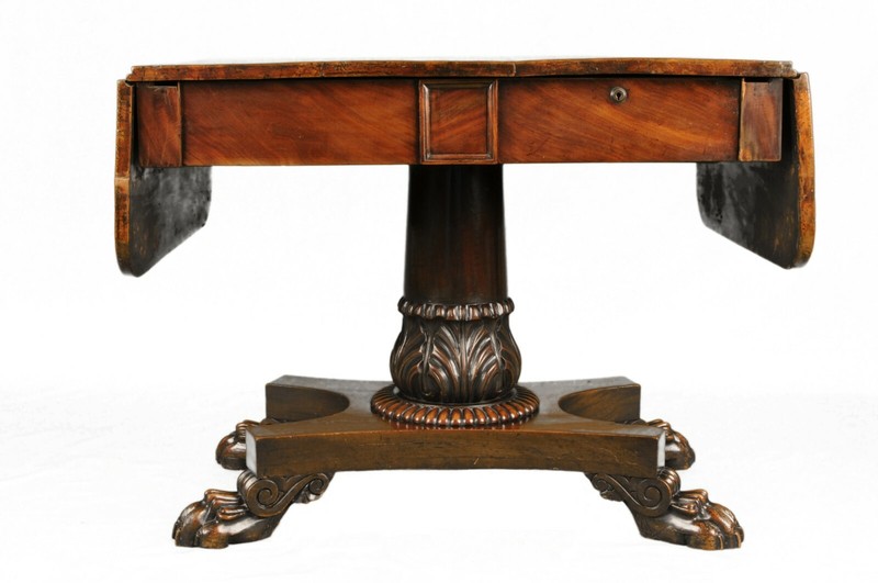ANTIQUE ENGLISH REGENCY PEDESTAL DROP-LEAF TABLE gallery
