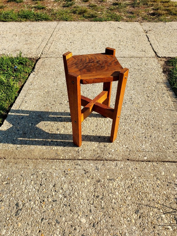 Vintage Solid Oak Mission Plant Stand 18"× 12"× 9" gallery