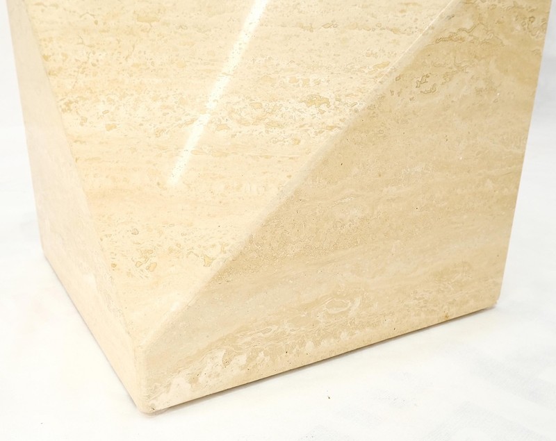 Travertine Cube Base Square Glass Top Italian Mid-Century Modern Coffee Table gallery