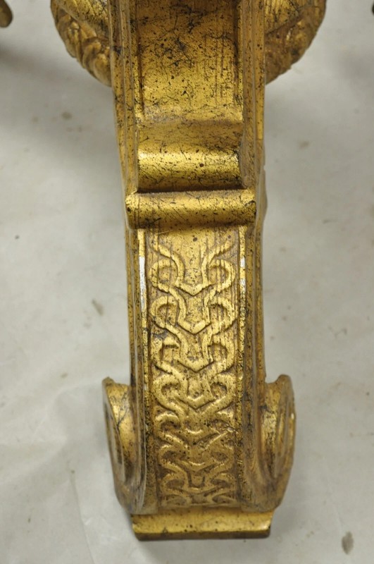 Vintage Baroque Style Gold Cast Aluminum Metal Tripod Pedestal Table Base gallery