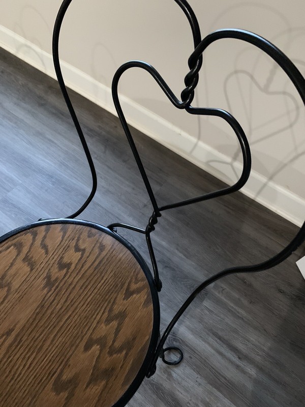 Wrought Iron Vintage Parlor Table With Heart Shape Chairs gallery