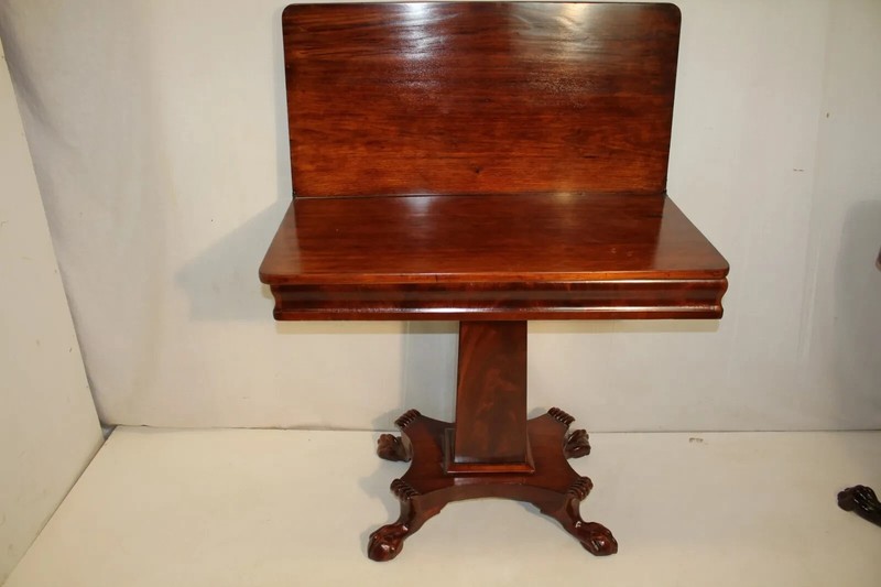 Empire Solid Mahogany Game Card Table, 19th Century gallery