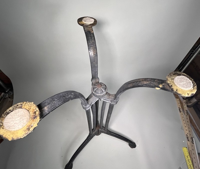 Cast Iron Industrial Table Base Antique French Bistro Patio 3 Leg, Jointed, 29" gallery