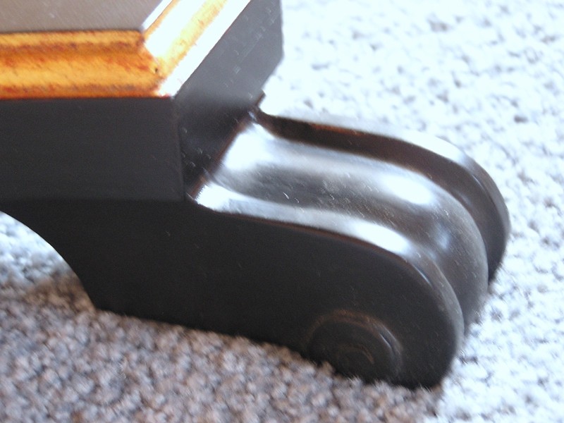 Vintage Pair Two 2 Ebonized Walnut Strong End Tables Black Gold Trim 50s 1950s gallery