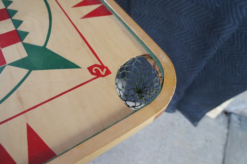Vintage Carrom Crokinole Chess Checkers Game Board Pedestal Table 42" gallery