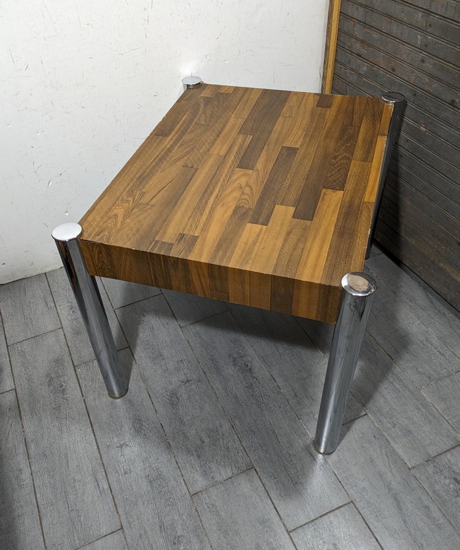 Vintage Mid Century Modern Chrome Legs End Table Milo Baughman Style M23 gallery