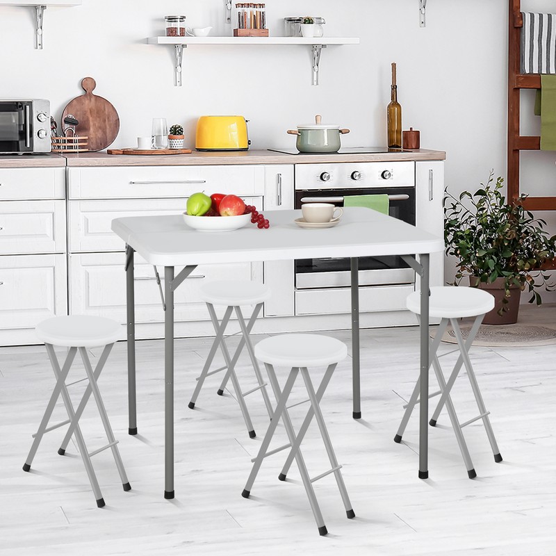 Heavy Duty 34" Folding Table Plastic Square Card Table w/Carrying Handle White gallery