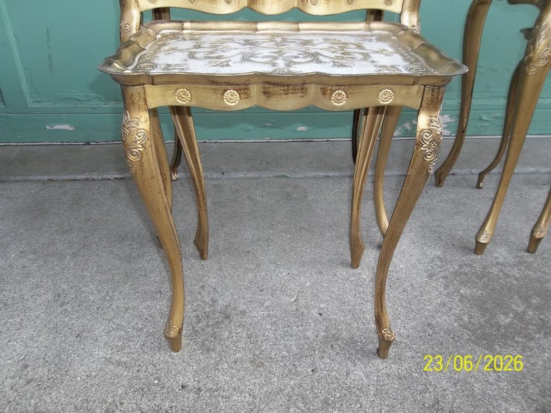 Vintage 1950s - 60"s Italian Florentine Gilded Plastic Nesting Tables - Set of 3 gallery
