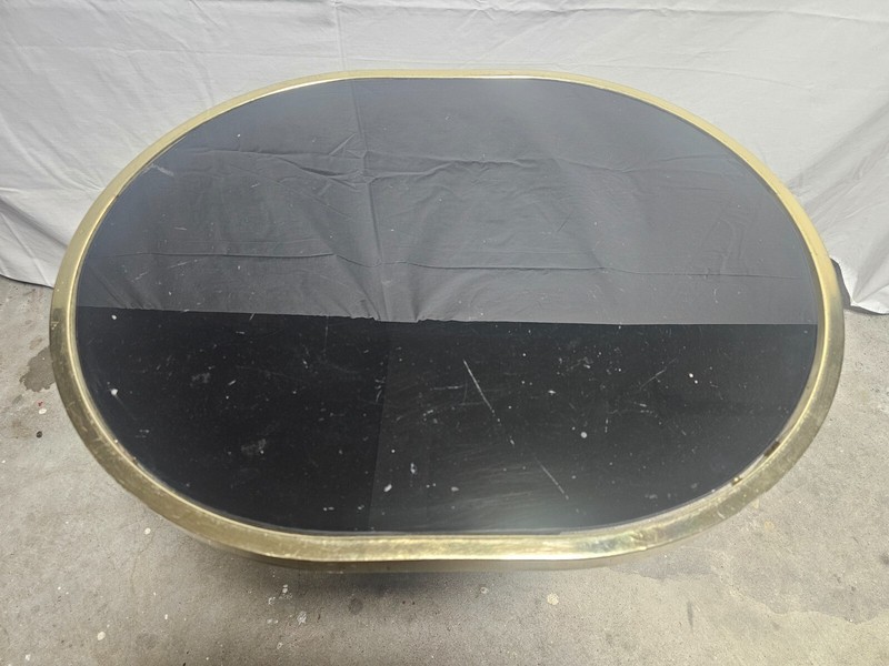 MCM Design Institute of America D.I.A Vintage Black Glass Side Table Gold Metal gallery