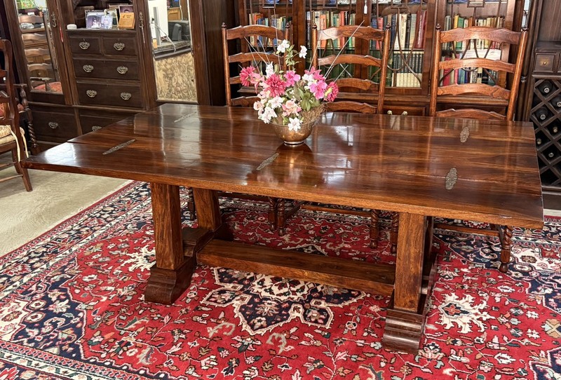 Vintage Country French 7ft Solid Hardwood Foldover Revelation Dining Table gallery