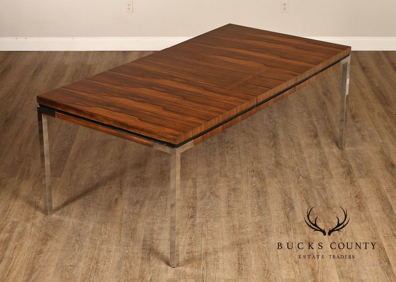 Mid Century Modern Expandable Rosewood and Chrome Dining Table gallery