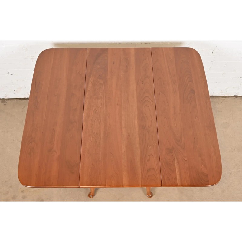 Stickley American Colonial Solid Cherry Wood Drop Leaf Dining Table, Refinished gallery