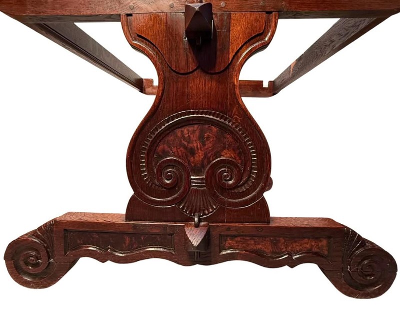 **Antique French Oak & Elm Trestle Base Dining Table**OBO** gallery