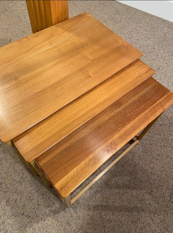 Edward Wormley for Dunbar Mid-Century Modern Three Nesting Tables in Sap Walnut