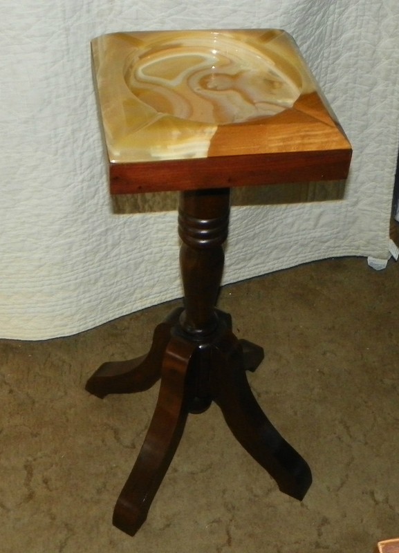 Solid Walnut Marble Top Plant Stand (PS81)