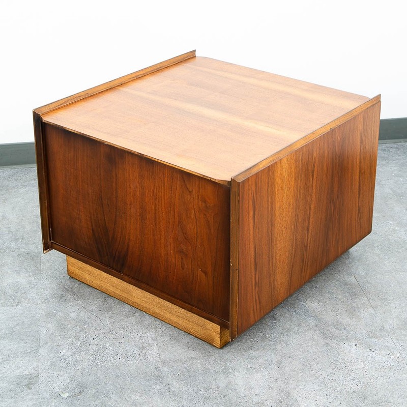 Mid Century Modern End Table Lane Cabinet Square Walnut 2 Doors Side Table MCM gallery