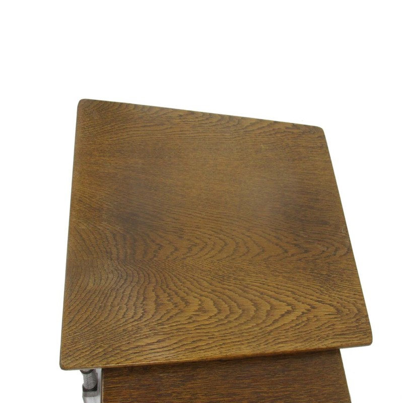 Set of 3 Wood Stacking Nesting Tables Vintage Mid Century Oak gallery