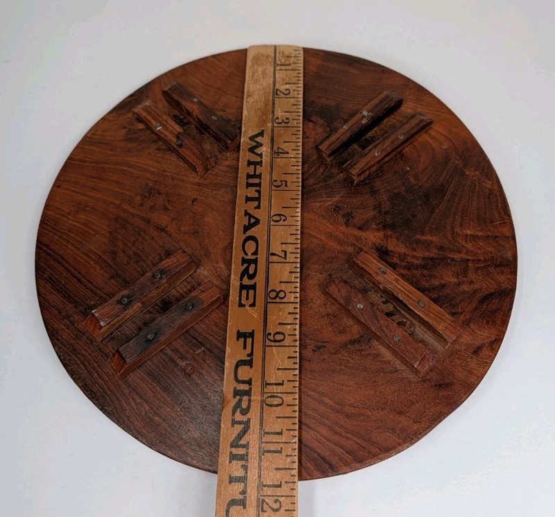 Vintage Wooden Round Table Top Hand Carved Mother Of Pearl Inlay (Top Only) gallery