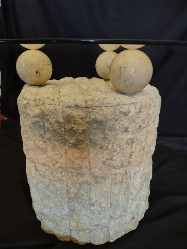 1980’s PostModern Tessellated Mactan Table Stone Magnussen Ponte plant stand gallery
