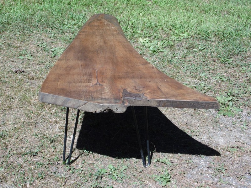 Vintage Rustic Organic Wood Tree Slab Iron Hairpin Leg Cocktail Coffee Table gallery