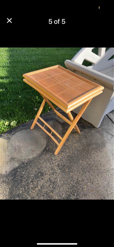 Mid 20th Century Vintage Natural Bamboo Rattan Folding Table gallery