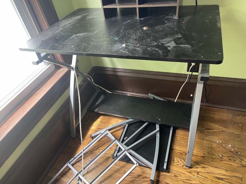 Black Drafting table with a stool and drawers $30 gallery