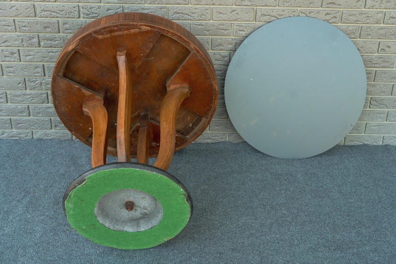 Art Deco Specimen Woods Round Occasional Pedestal Table Steamer Table - 30” gallery
