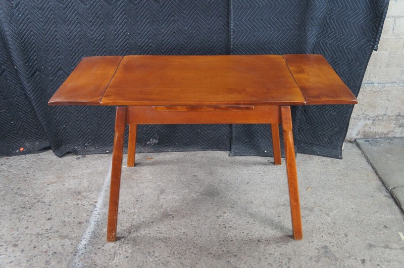 Mid Century Heywood Wakefield Maple Draw Leaf Extendable Dining Table MCM gallery