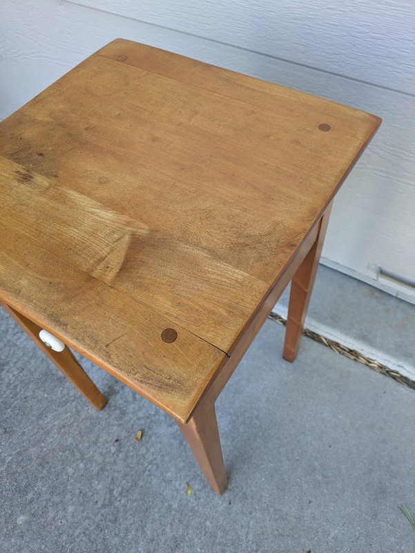 Antique Shaker Rustic Country Maple Wood 1-Drawer Side Table Nightstand gallery