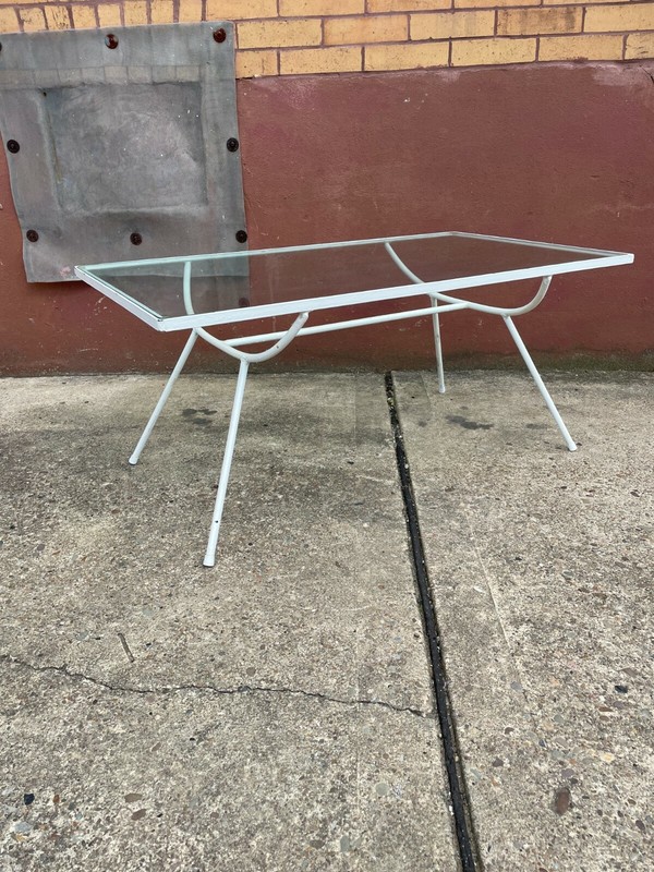 Mid-Century Modern Nelson Arbuck Style Iron and Glass Table by Frank and Son gallery