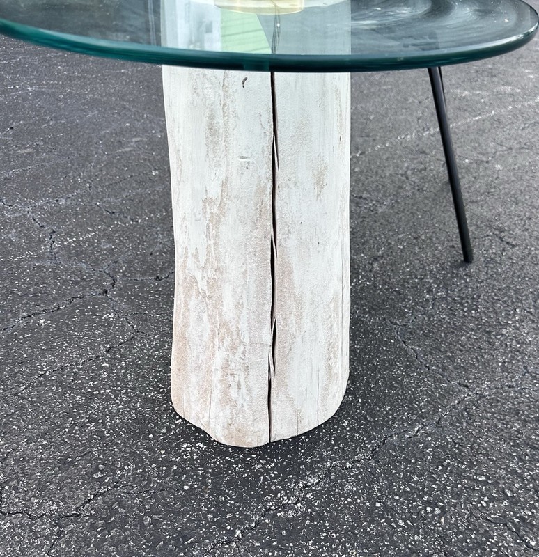 Vintage Cypress Wood Side Table Steven Chase Post Modern Mid Century Modern gallery