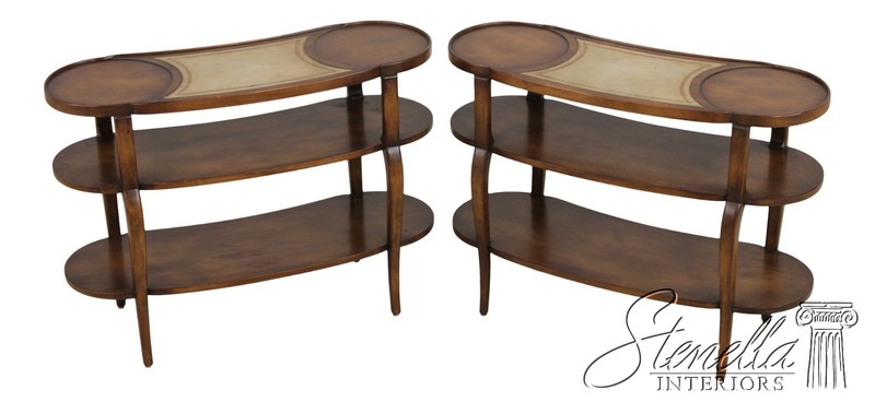 L72148: Pair Of BAKER Three-Tier Leather Top Stands