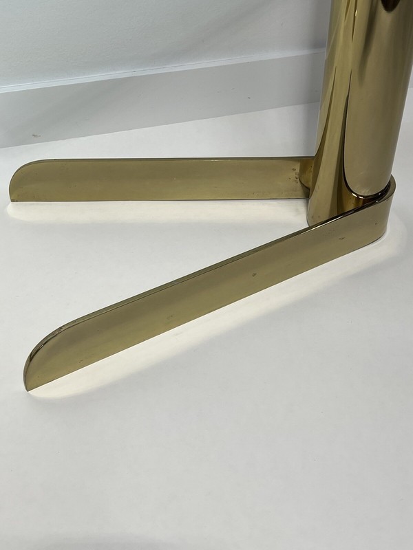 Leon Rosen For Pace Collection Pair of Brass and Glass Side Tables gallery