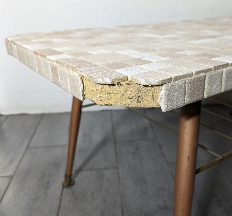 Vintage Mid Century Modern Atomic Tile Mosaic Top Coffee Table gallery