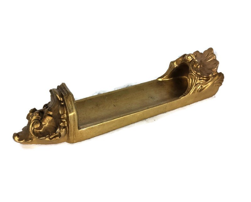 Small Ornate Wall Mounted Console Shelf Gold Plaster Hollywood Regency Corbel