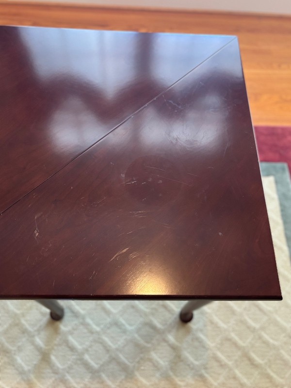 Vintage Queen Anne Style Handkerchief Gate Leg Table Drop Leaf Corner gallery