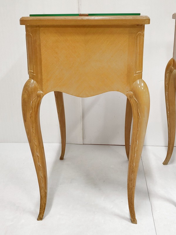 Vintage Nightstand Pair 1940 By Rene Prou In Varnished Beech 40S 1940S gallery