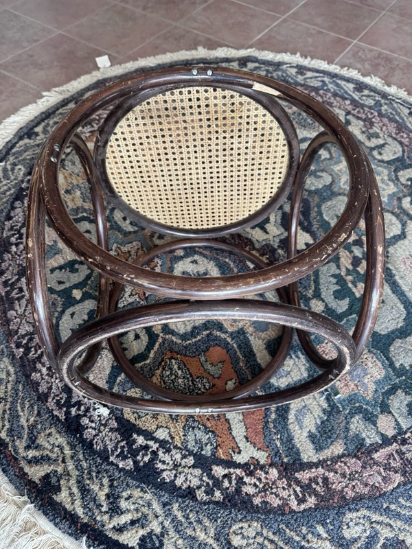 VTG Cane Thonet Footstool, Mid Century Modern Bentwood Stool/ Plant stand*READ gallery