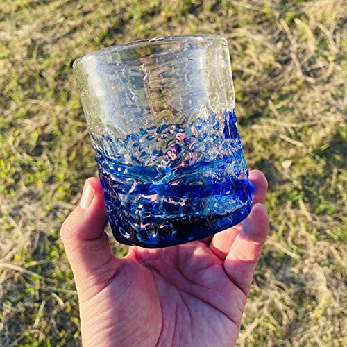 Ryukyu Glass Rocks Glass Okinawa Souvenir Glass Blue Cold Tea Glass Japan gallery