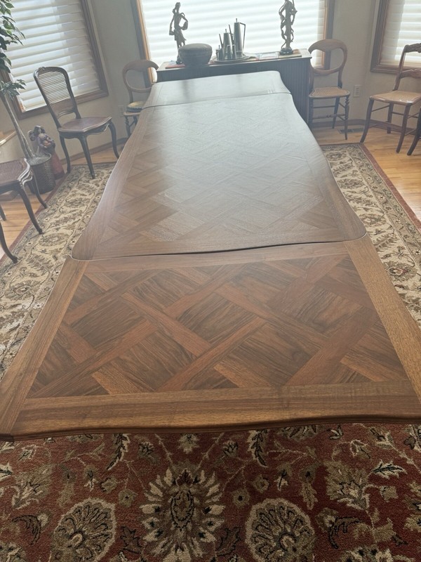 Magnificent Louis XV style Walnut Draw Leaf Table Easily Seats 10+ gallery