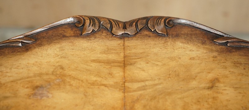 EXQUISITELY HAND CARVED BURR WALNUT COFFEE COCKTAIL TABLE CABRIOLE LEGS gallery