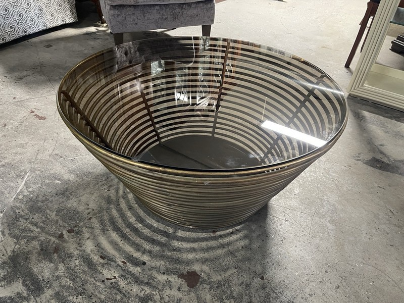 Mid Century Coil & Smoked Glass Coffee table