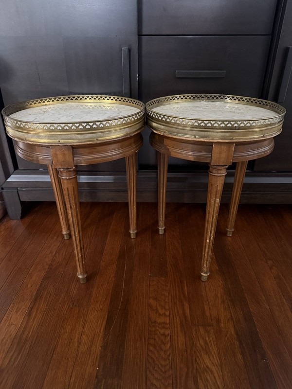 Vintage French Louis XVI Style Marble Top Side Tables