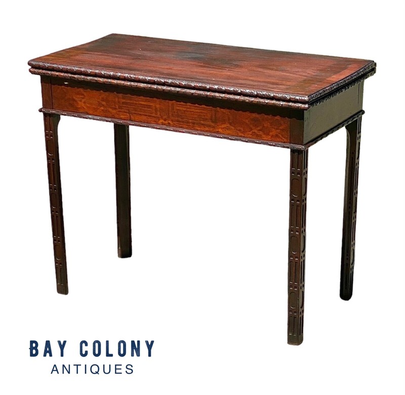 Antique Chippendale Mahogany Card Table with Foliate Carved Edge – Circa 1760
