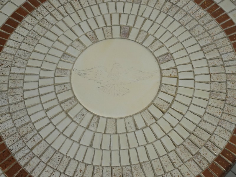 Vintage Mid Century Gordon and Jane Martz Mosaic Tiled Coffee Table Eagle Motif gallery