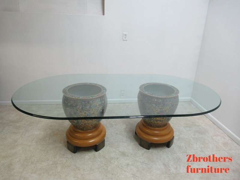 Vintage Custom Chinese Fish Bowl Urn Dining Room Banquet Table Chinoiseries gallery