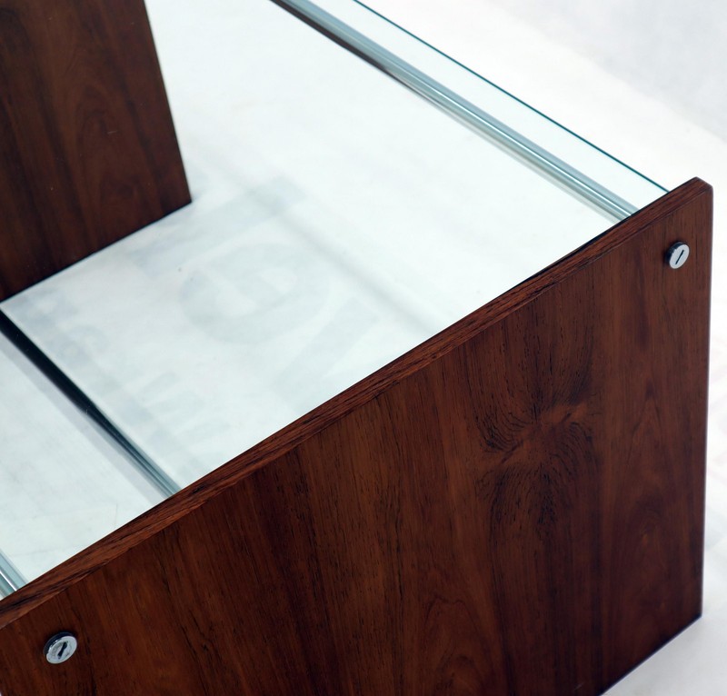 Midcentury Danish Modern Rosewood Chrome Glass Top Coffee Side Table gallery